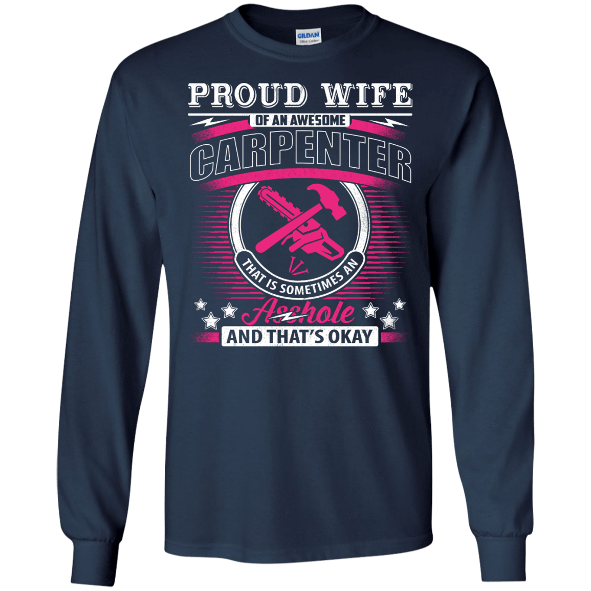 Proud Wife Of An Awesome Carpenter-T-Shirt & Hoodie-Long Sleeve T-Shirt-Navy