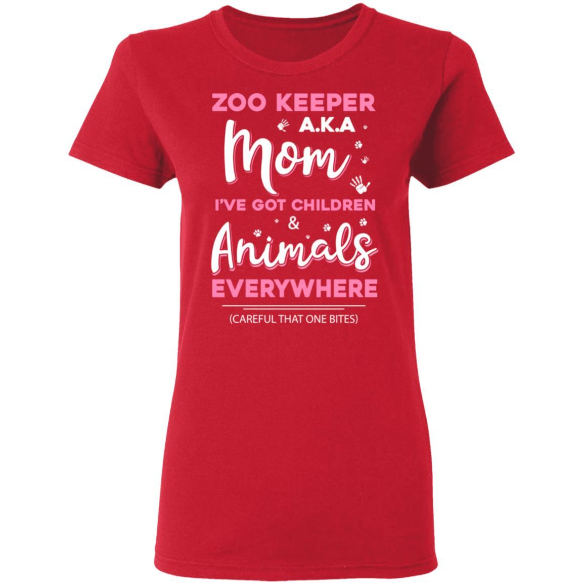 Zoo Keeper Aka Mom I've Got Children and Animals Everywhere-T-Shirt & Hoodie-Women's T-Shirt-Red