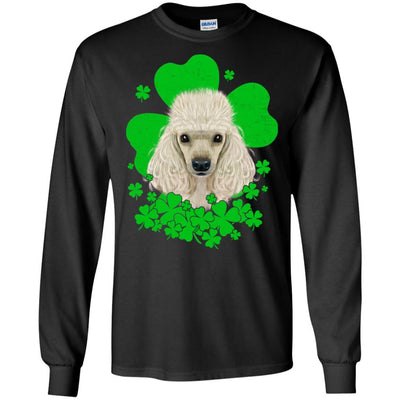 Poodle St. Patrick's Day Clovers-T-Shirt & Hoodie-Long Sleeve T-Shirt-Black