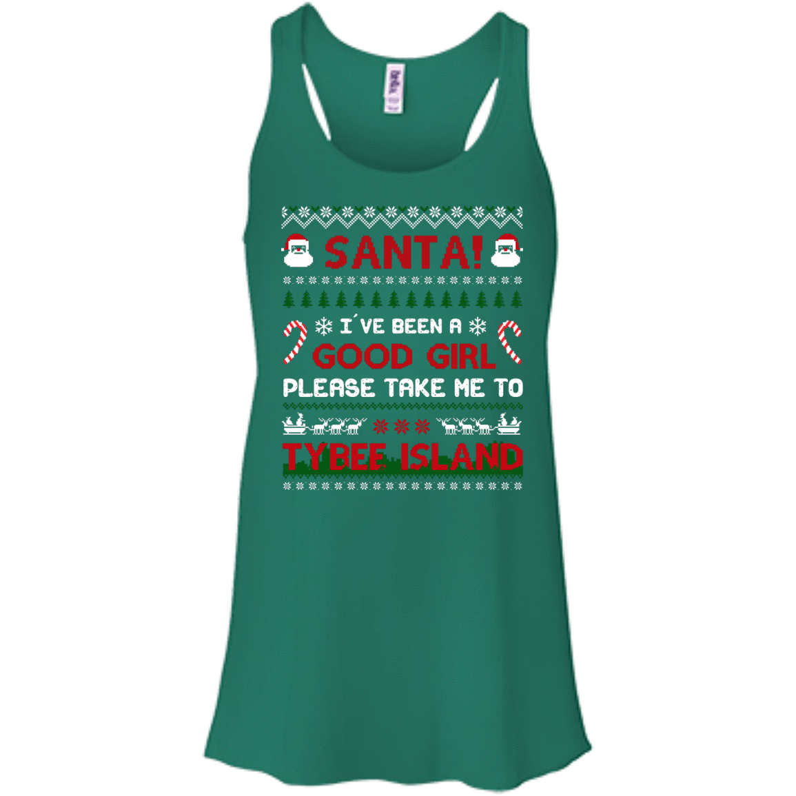 Santa I've Been A Good Girl Please Take Me To Tybee Island-T-Shirt & Hoodie-Women's Flowy Racerback Tank-Kelly