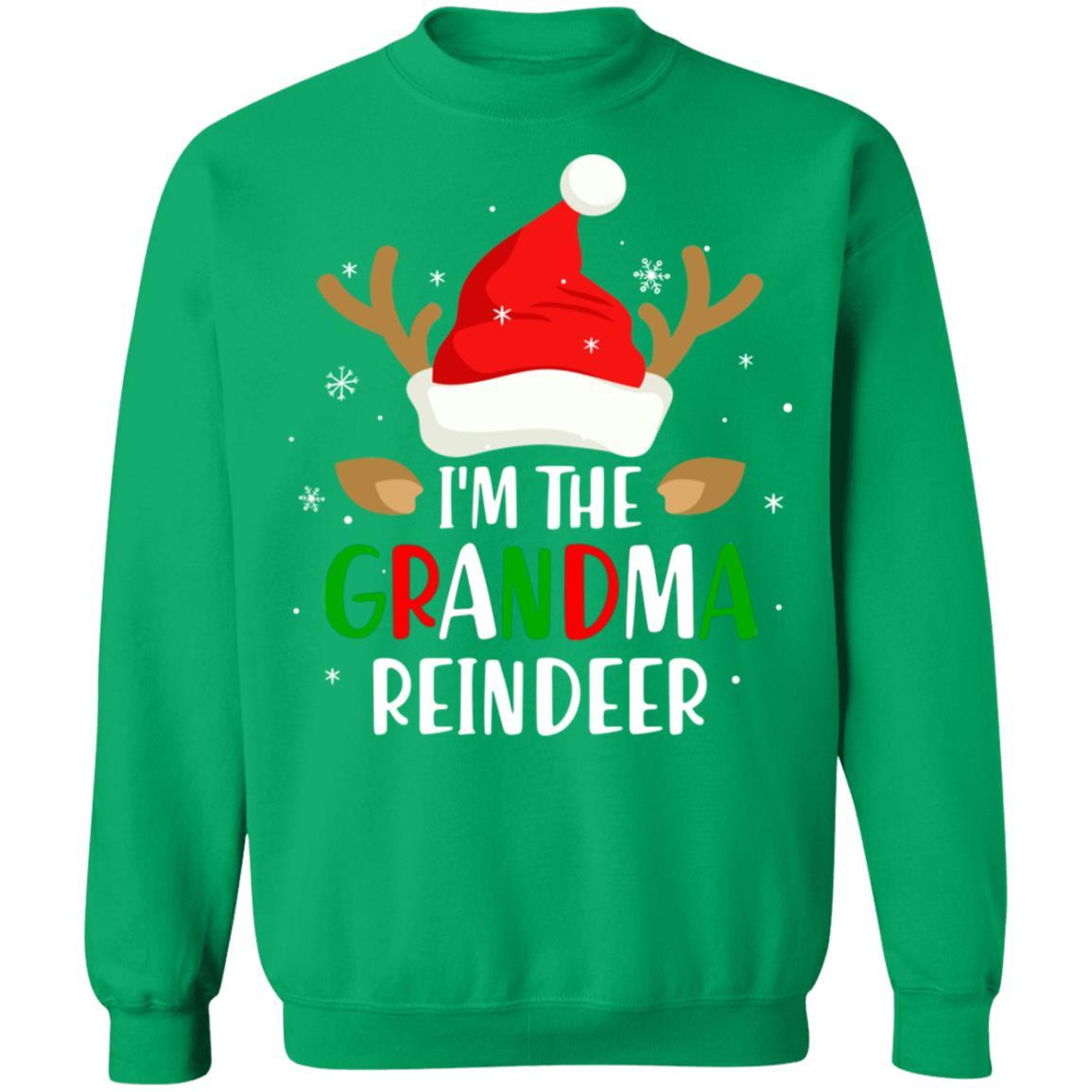 I'm The Grandma Reindeer Matching Family Christmas-T-Shirt & Sweatshirt-Crewneck Sweatshirt-Irish Green