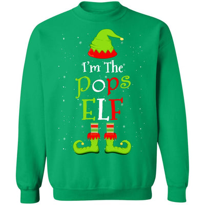 I'm The Pops Elf Family Matching Funny Christmas Group Gift-T-Shirt & Sweatshirt-Crewneck Sweatshirt-Irish Green