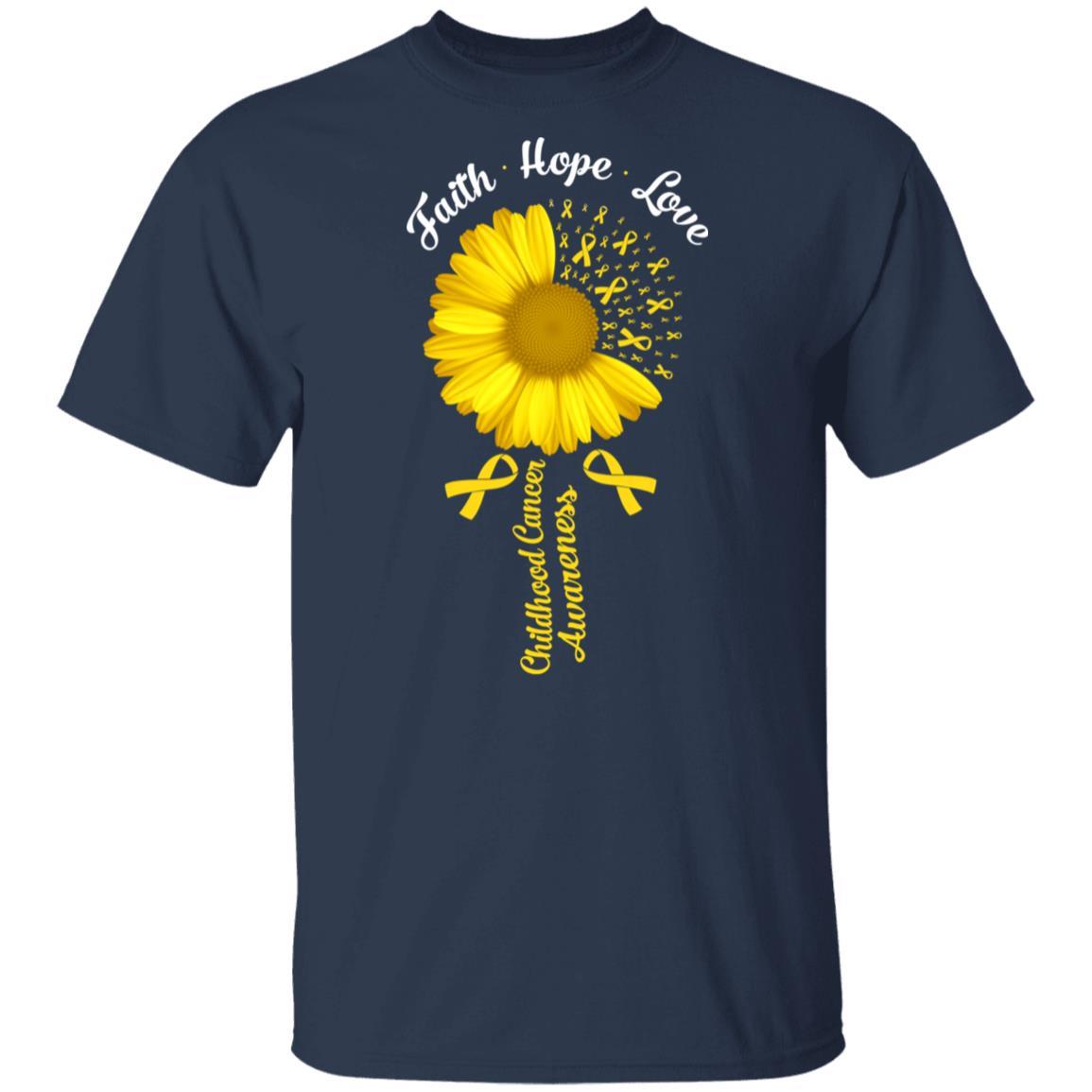 Faith Hope Love Childhood Cancer Awareness-T-Shirt & Hoodie-Classic T-Shirt-Navy