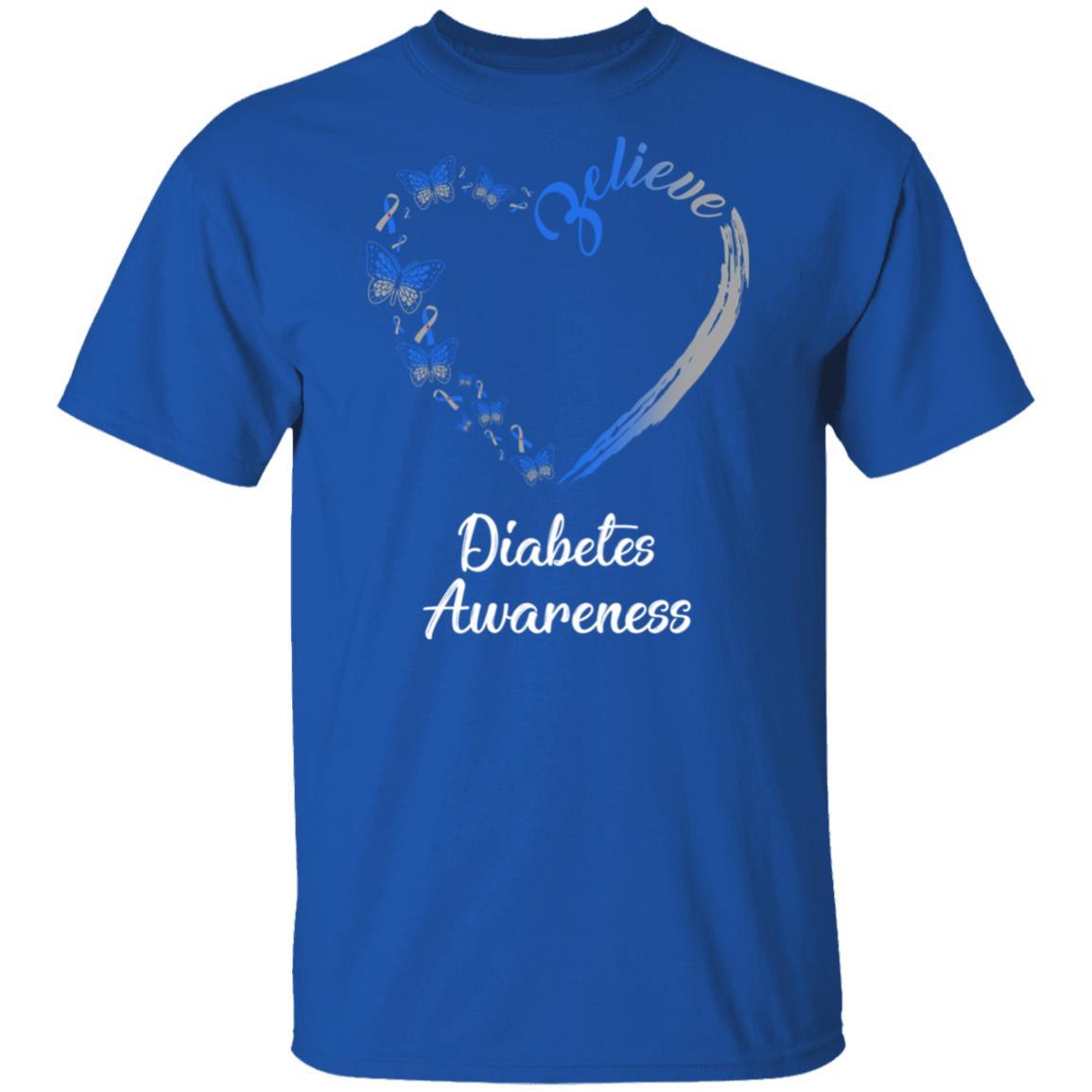 Butterfly Believe Diabetes Awareness Ribbon Gifts-T-Shirt & Hoodie-Classic T-Shirt-Royal