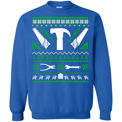 Carpenter Christmas Sweater-T-Shirt & Hoodie-Crewneck Sweatshirt-Royal