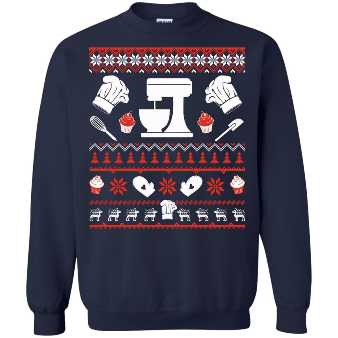 Baking Christmas Sweater-T-Shirt & Hoodie-Crewneck Sweatshirt-Navy