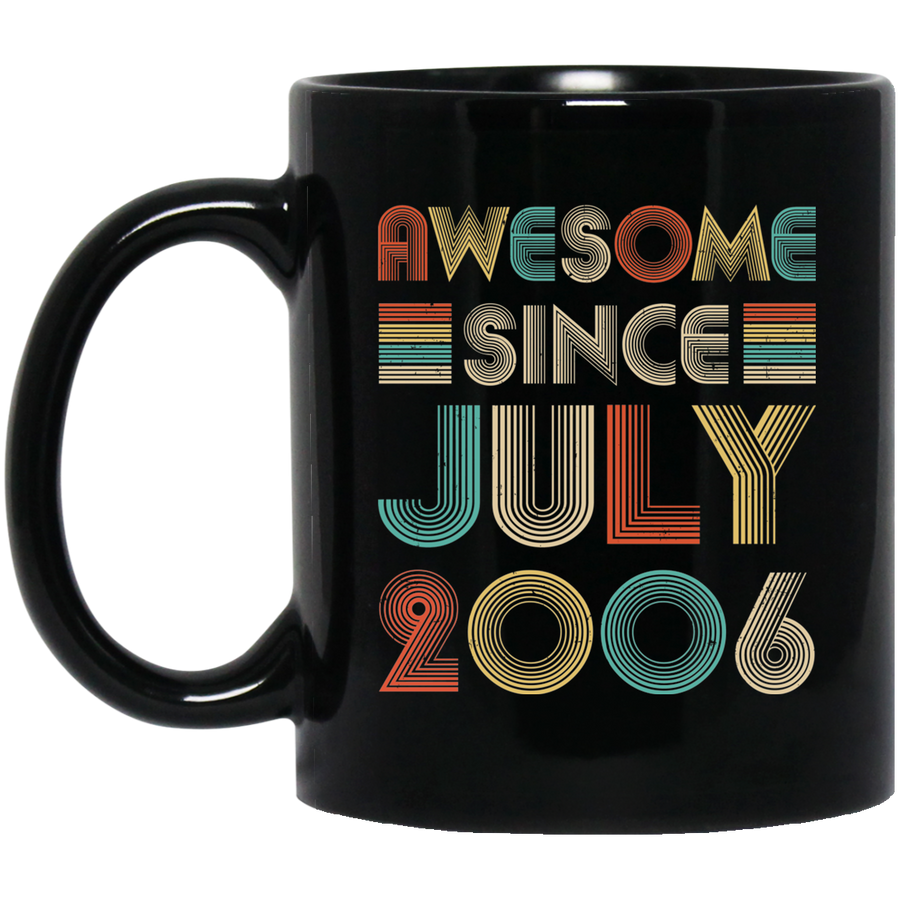Awesome Since July 2006 Vintage 15th Birthday Gifts Mug-Coffee Mug-BM11OZ 11 oz. Black Mug-Black