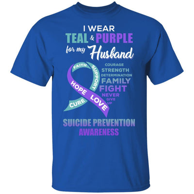 Suicide Prevention I Wear Teal And Purple For My Husband-T-Shirt & Hoodie-Classic T-Shirt-Royal
