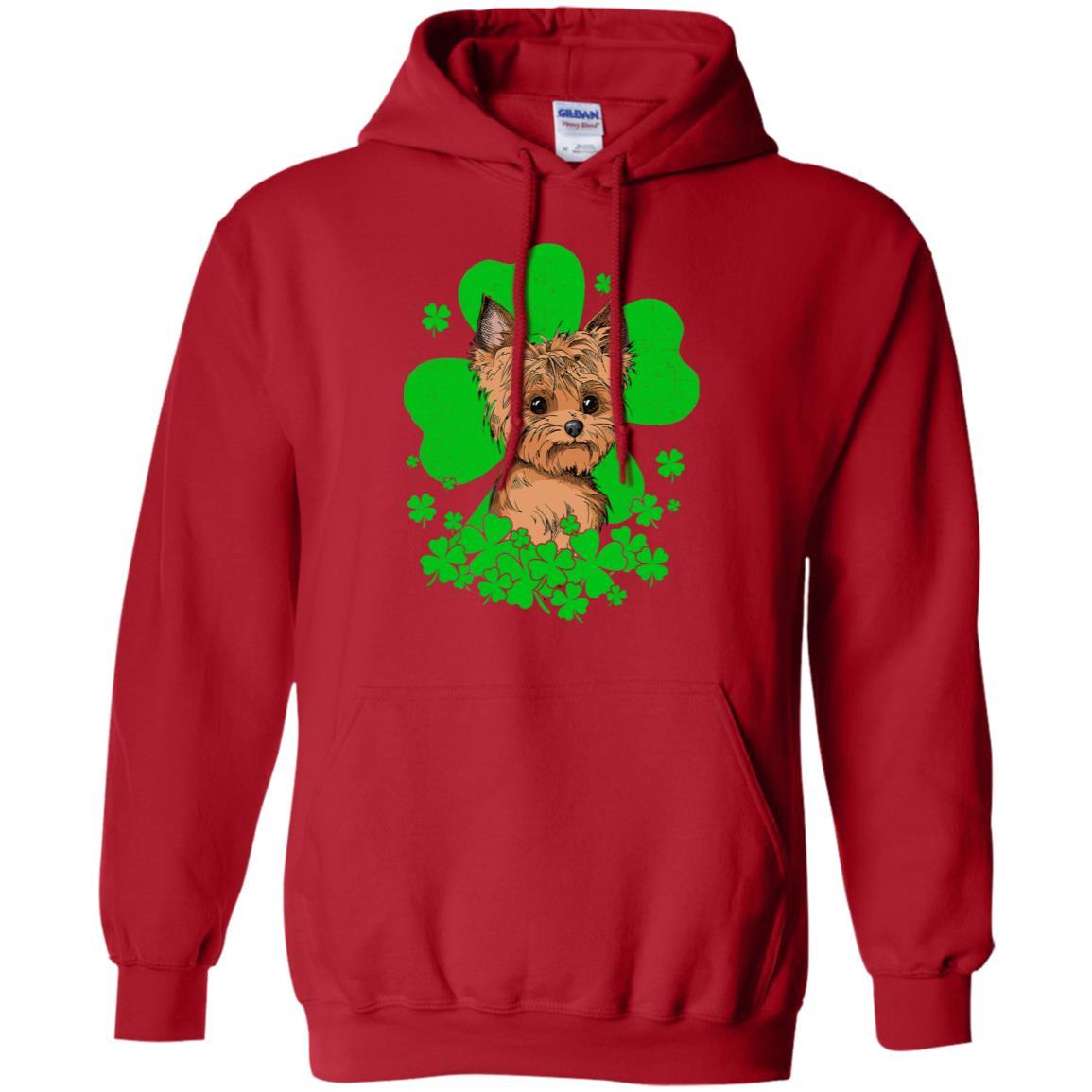 Yorkie St. Patrick's Day Clovers-T-Shirt & Hoodie-Pullover Hoodie-Red