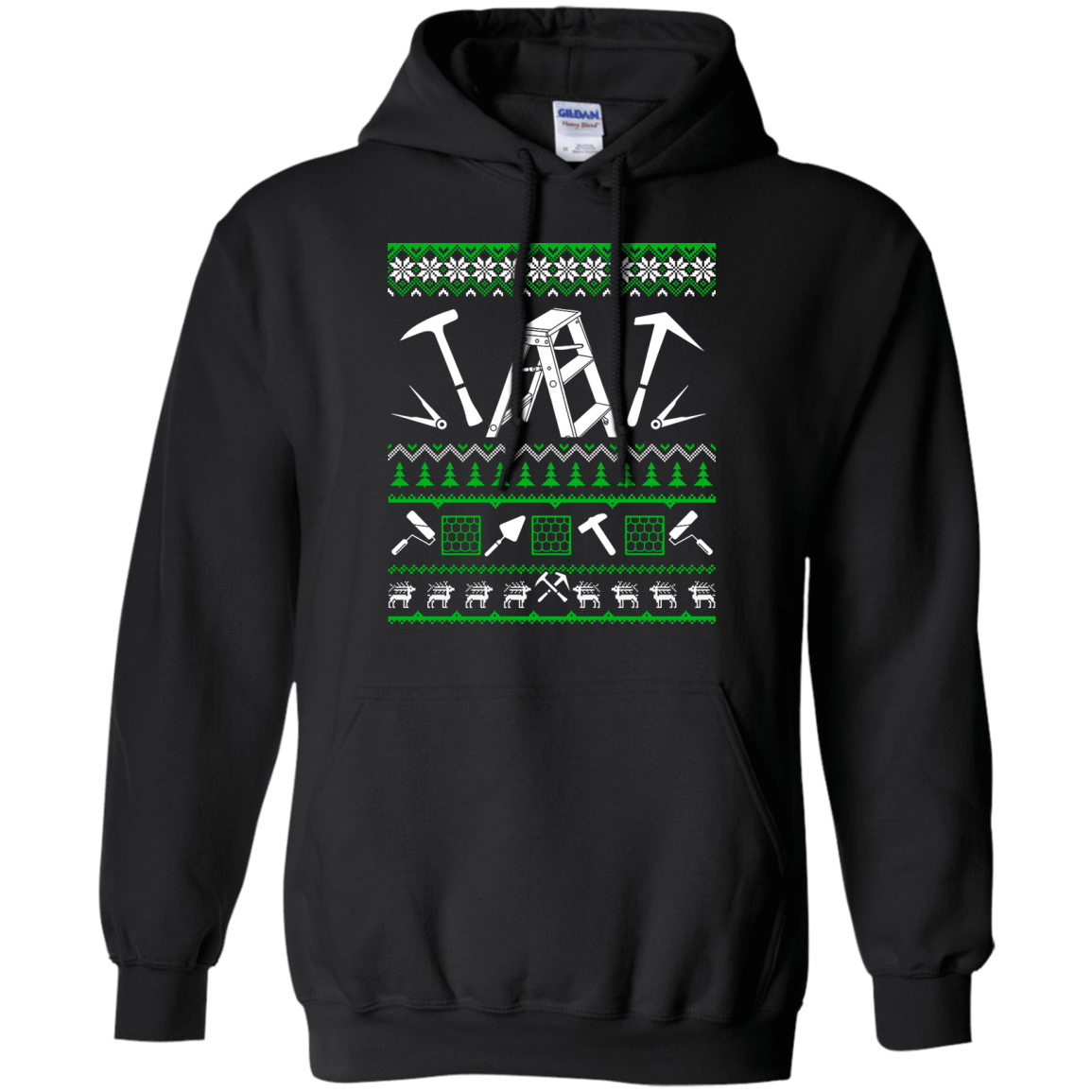 Roofer Christmas Sweater-T-Shirt & Hoodie-Pullover Hoodie-Black