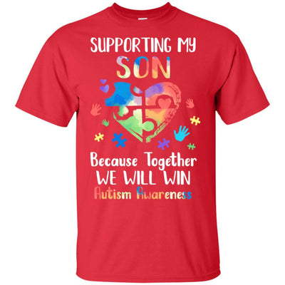 Supporting My Son Puzzle Autism Awareness Month-T-Shirt & Hoodie-Classic T-Shirt-Red