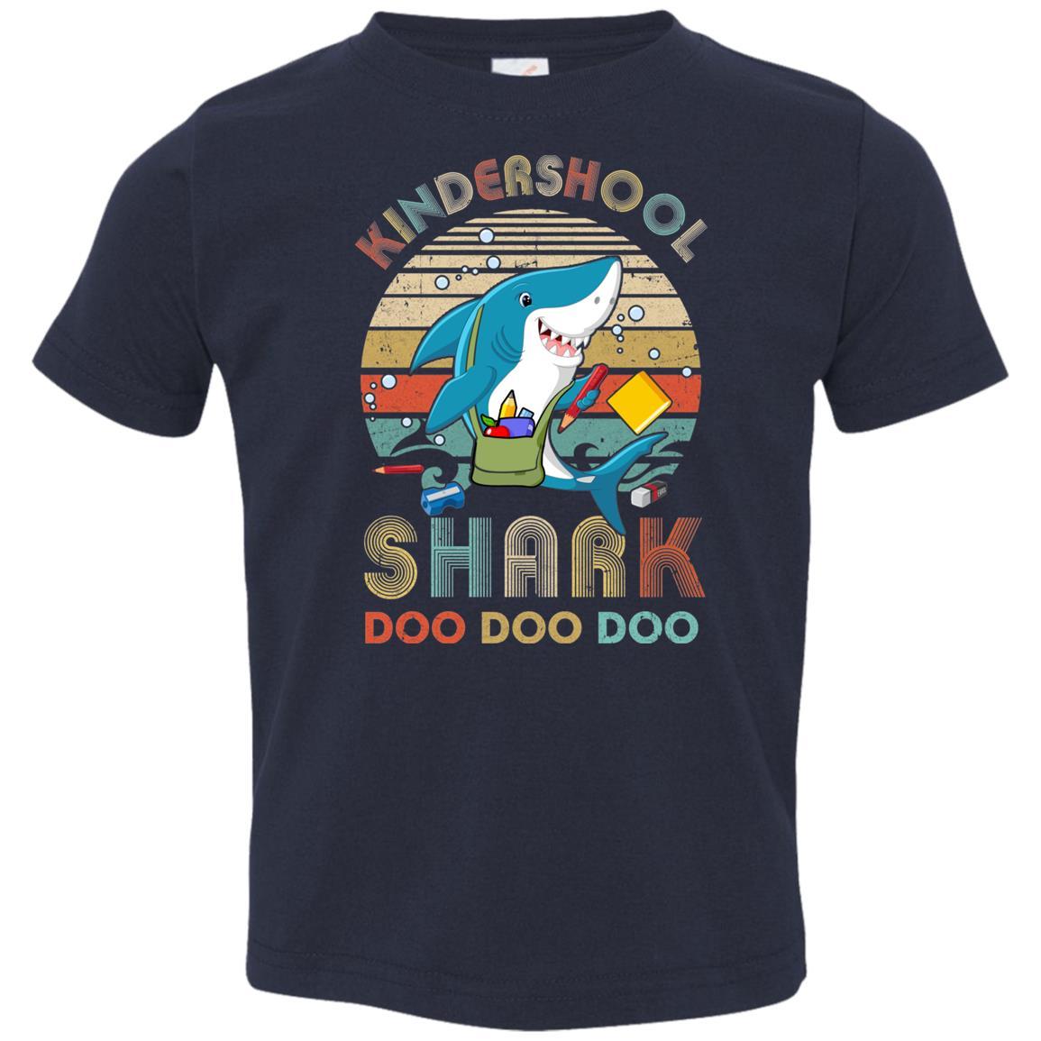 Kindergarten Shark Doo Doo Doo Funny Back To School Youth-Youth Shirt-Toddler T-Shirt-Navy