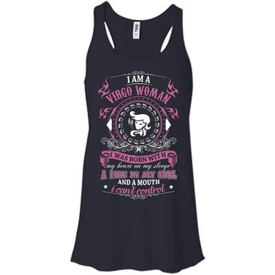 I Am A Virgo Woman I Was Born With My Heart On My Sleeve-T-Shirt & Hoodie-Women's Flowy Racerback Tank-Midnight