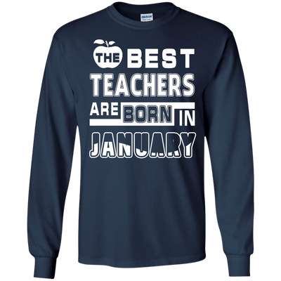 The Best Teachers Are Born In February-T-Shirt & Hoodie-Long Sleeve T-Shirt-Navy