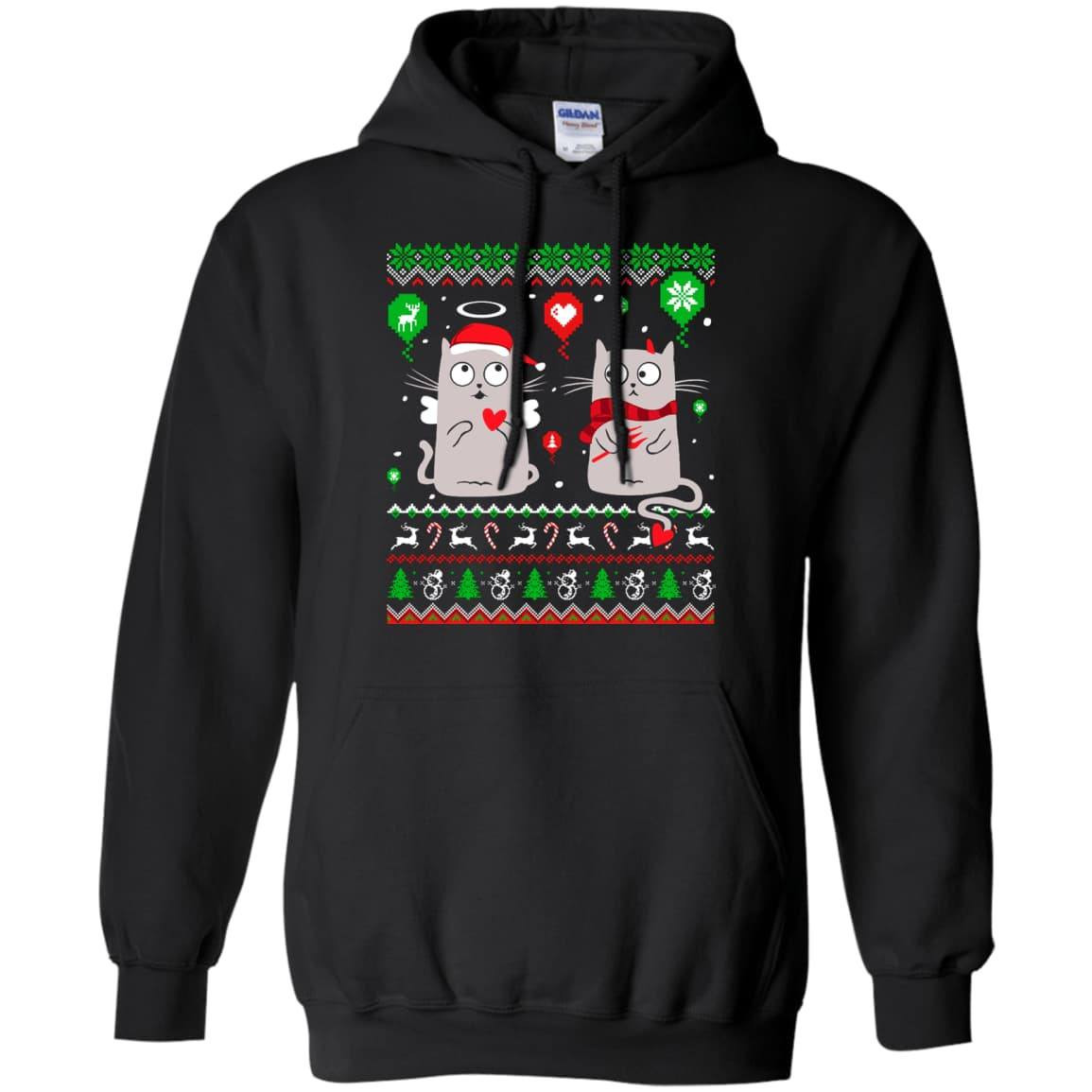 Halo Halo Christmas Cat Lover-T-Shirt & Hoodie-Pullover Hoodie-Black