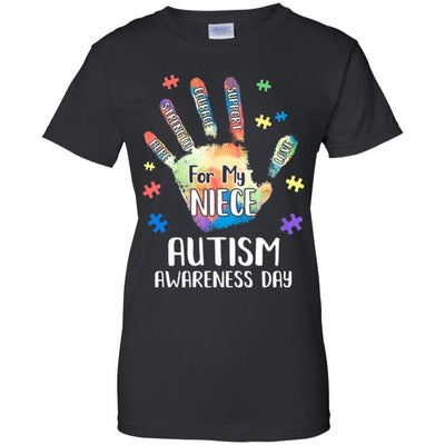 Support Autism Awareness For My Niece Puzzle Gift-T-Shirt & Hoodie-Women's T-Shirt-Black