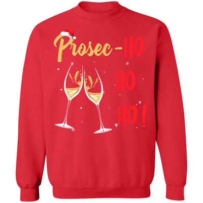 Prosec Ho Ho Ho Funny Wine Lover Christmas Gift For Women-T-Shirt & Sweatshirt-Crewneck Sweatshirt-Red