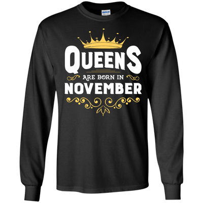 Queens Are Born In November-T-Shirt & Hoodie-Long Sleeve T-Shirt-Black