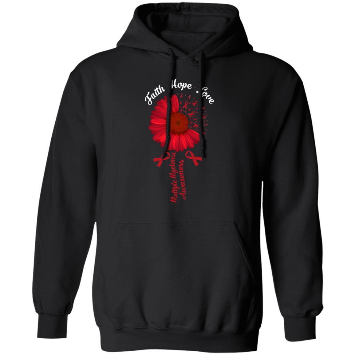 Faith Hope Love Burgundy Multiple Myeloma Awareness-T-Shirt & Hoodie-Pullover Hoodie-Black