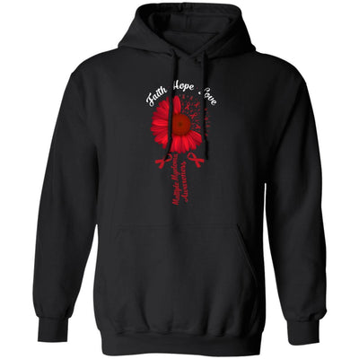 Faith Hope Love Burgundy Multiple Myeloma Awareness-T-Shirt & Hoodie-Pullover Hoodie-Black