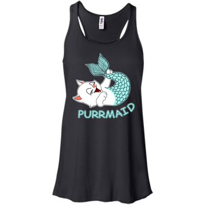 Funny Purrmaid Cat Mermaid-T-Shirt & Hoodie-Women's Flowy Racerback Tank-Black