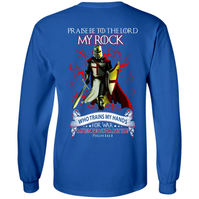 Praise The Lord My Rock Who Trains My Hands For War-T-Shirt & Hoodie-Long Sleeve T-Shirt-Royal