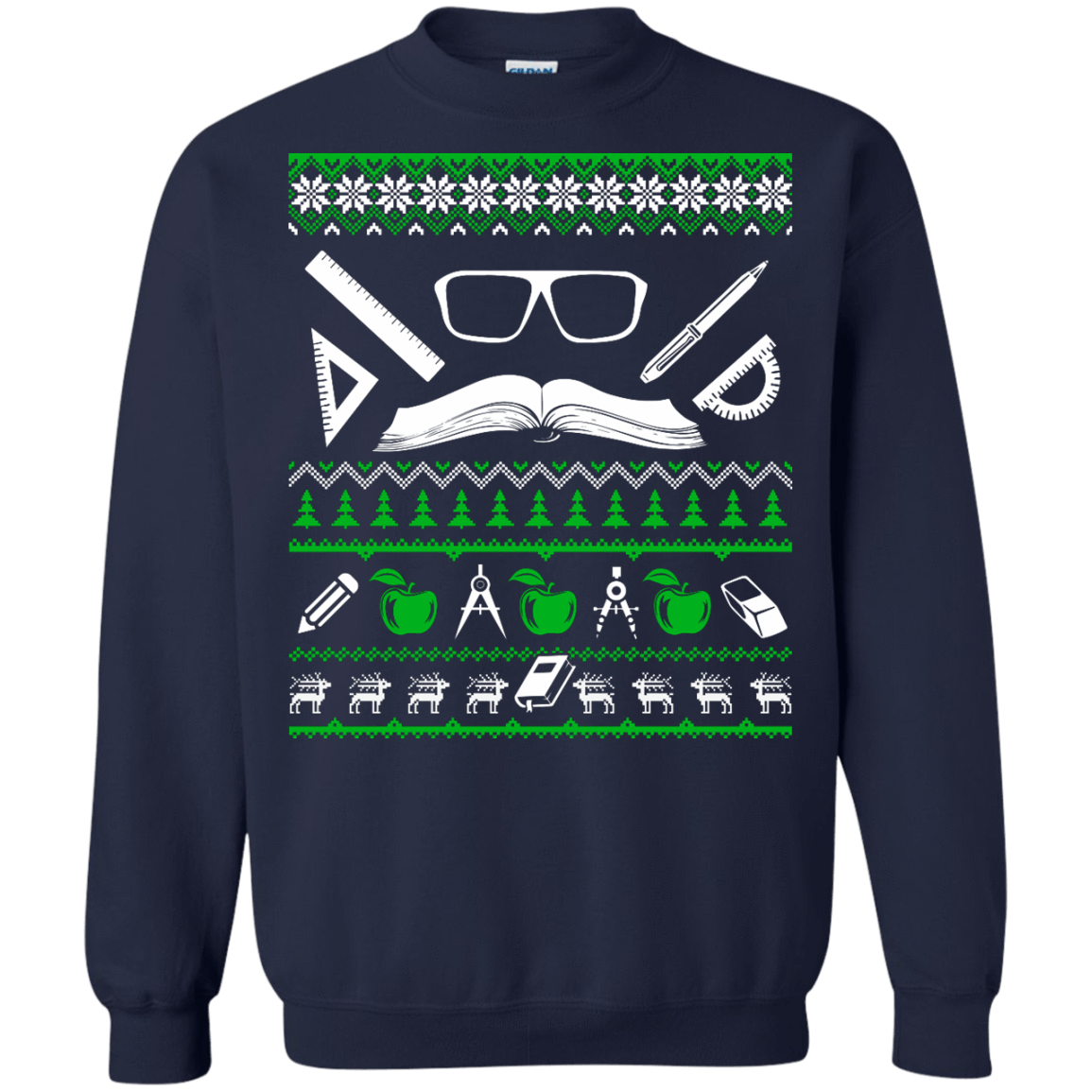 Teacher Christmas Sweater-T-Shirt & Hoodie-Crewneck Sweatshirt-Navy