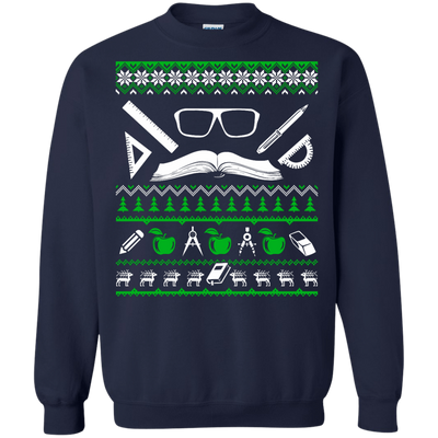 Teacher Christmas Sweater-T-Shirt & Hoodie-Crewneck Sweatshirt-Navy