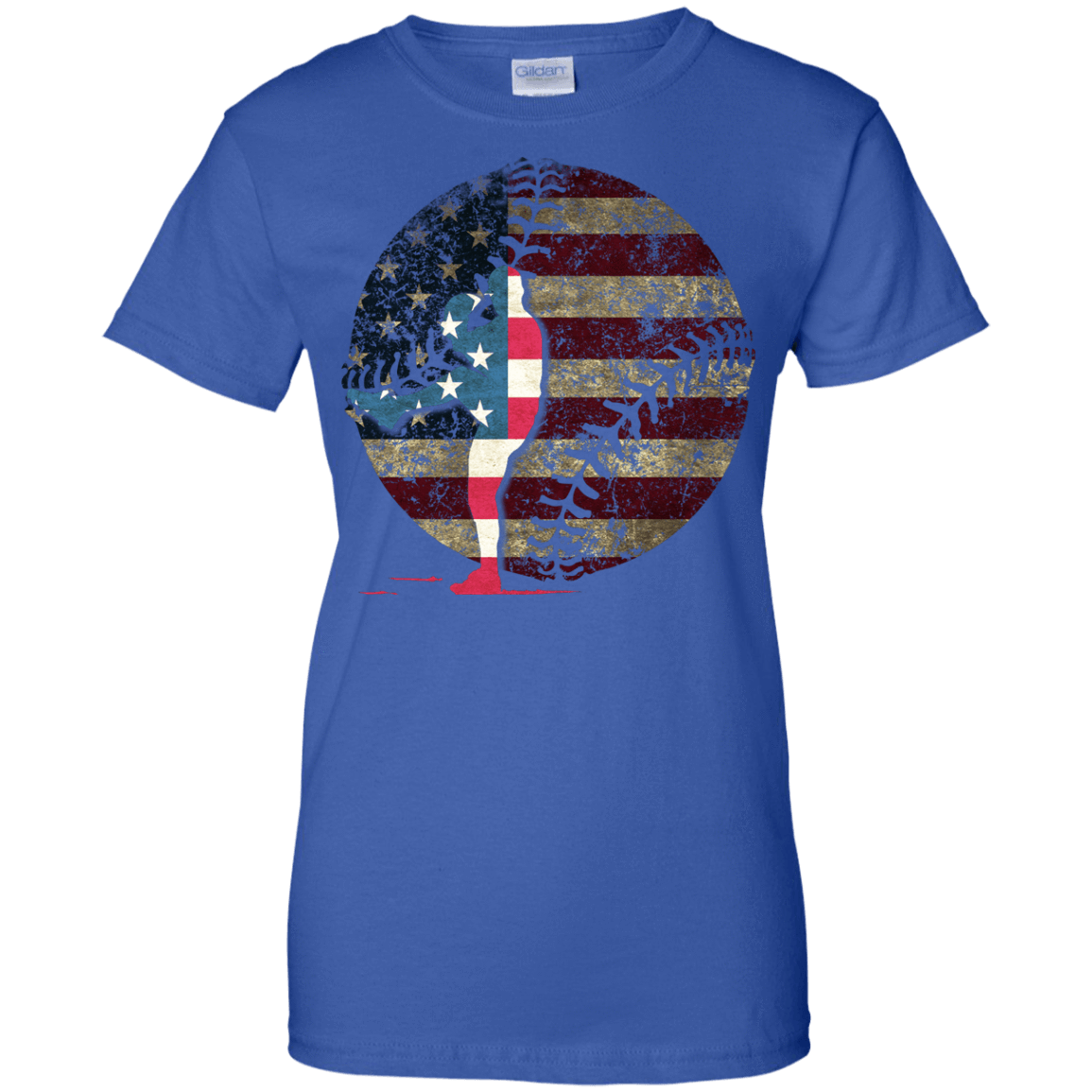 Pitcher Baseball America Flag-T-Shirt & Hoodie-Women's T-Shirt-Royal
