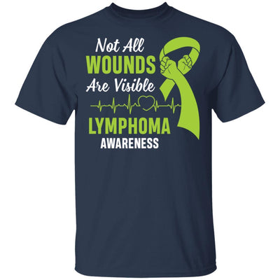 Lymphoma Awareness Green Not All Wounds Are Visible-T-Shirt & Hoodie-Classic T-Shirt-Navy