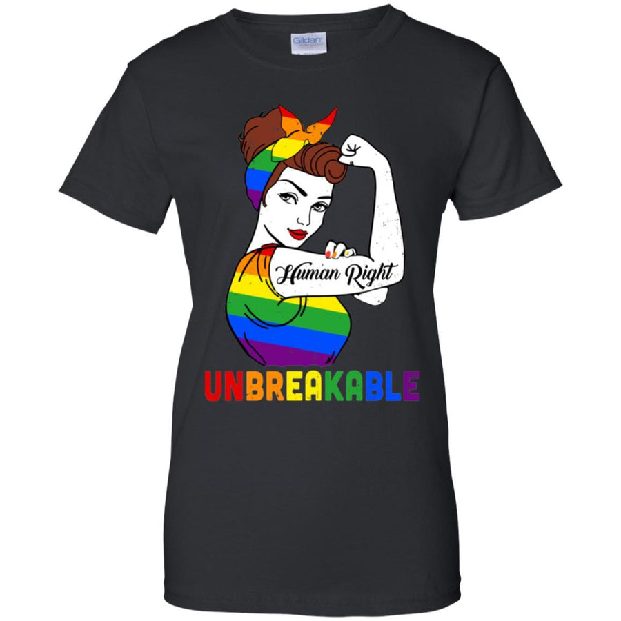 Lady Human Right Unbreakable Rainbow LGBT Pride Month-T-Shirt & Hoodie-Women's T-Shirt-Black