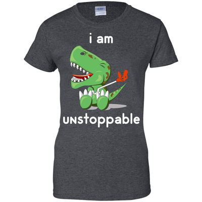 I Am Unstoppable Funny T-Rex Dinosaur-T-Shirt & Hoodie-Women's T-Shirt-Dark Heather