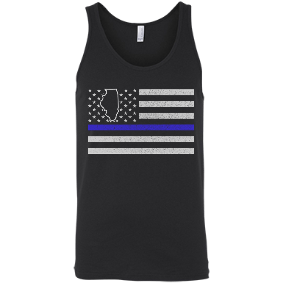 Illinois Thin Blue Line Police State-T-Shirt & Hoodie-Unisex Tank-Black