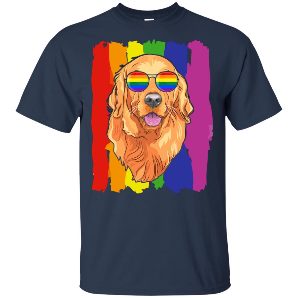 Funny Retrievers Golden LGBT LGBT Pride Gifts-T-Shirt & Hoodie-Classic T-Shirt-Navy