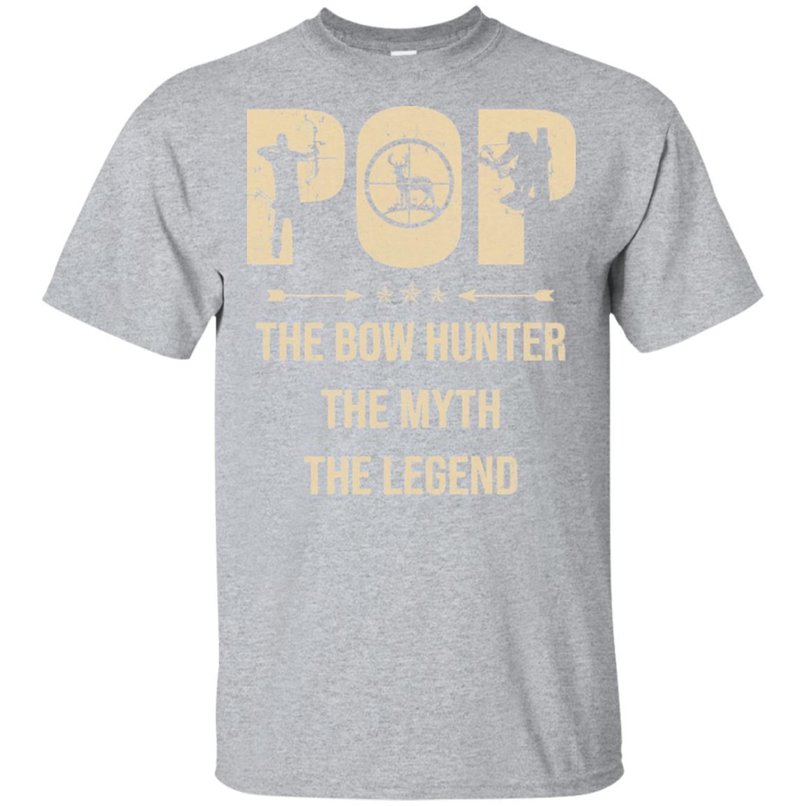 Pop The Bow Hunter The Myth The Legend Funny Hunting-T-Shirt & Hoodie-Classic T-Shirt-Sport Grey