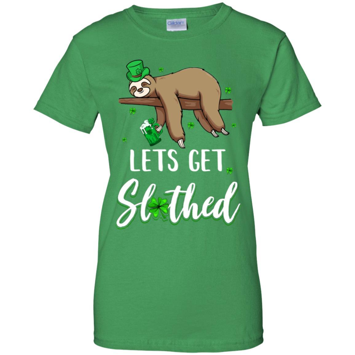 Funny Let's Get Slothed Irish Sloth St Patricks Day-T-Shirt & Hoodie-Women's T-Shirt-Irish Green