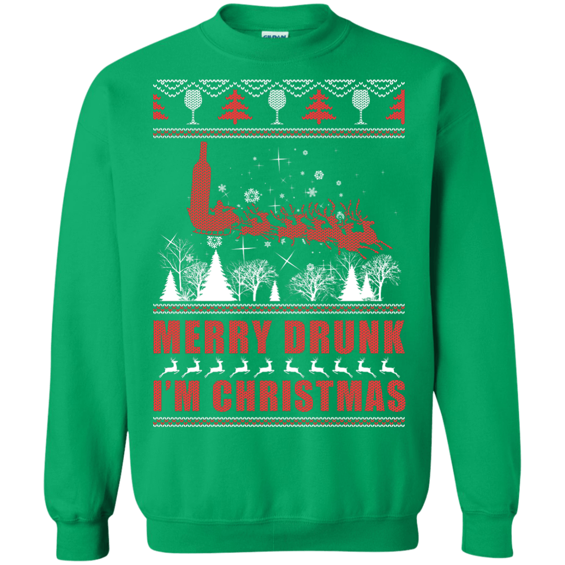 Merry Drunk I'm Christmas-T-Shirt & Hoodie-Crewneck Sweatshirt-Irish Green
