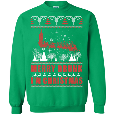 Merry Drunk I'm Christmas-T-Shirt & Hoodie-Crewneck Sweatshirt-Irish Green