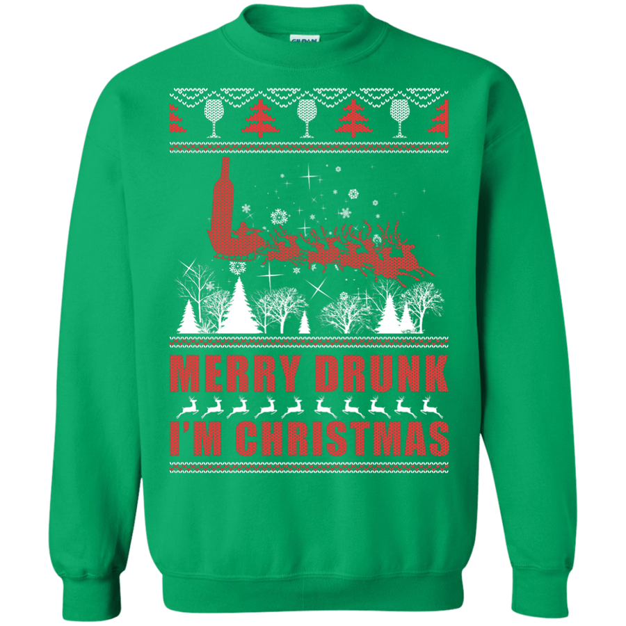 Merry Drunk I'm Christmas-T-Shirt & Hoodie-Crewneck Sweatshirt-Irish Green