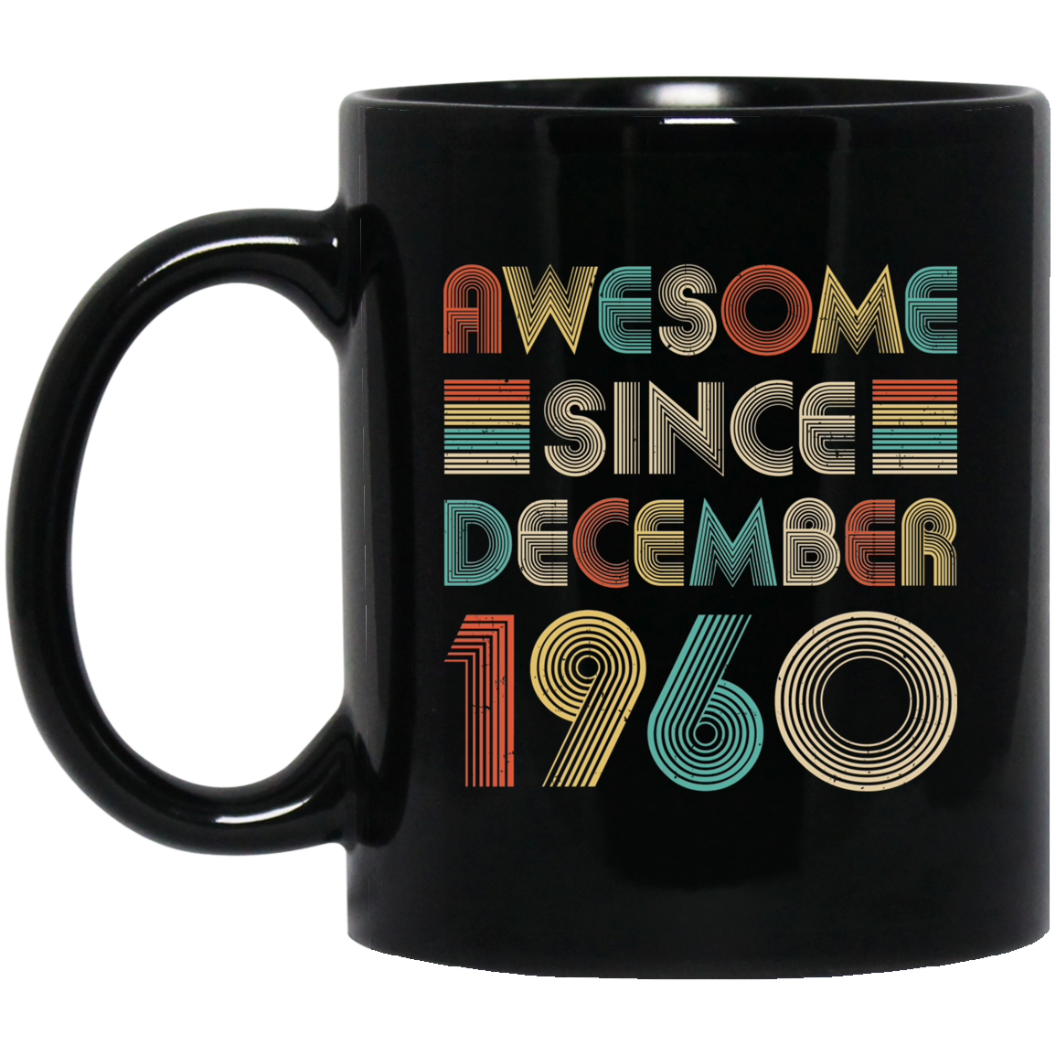 Awesome Since December 1960 Vintage 61th Birthday Gifts Mug-Coffee Mug-BM11OZ 11 oz. Black Mug-Black