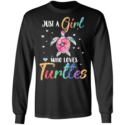 Just A Girl Who Loves Turtles Cute Turtle Lover-T-Shirt & Hoodie-Long Sleeve T-Shirt-Black