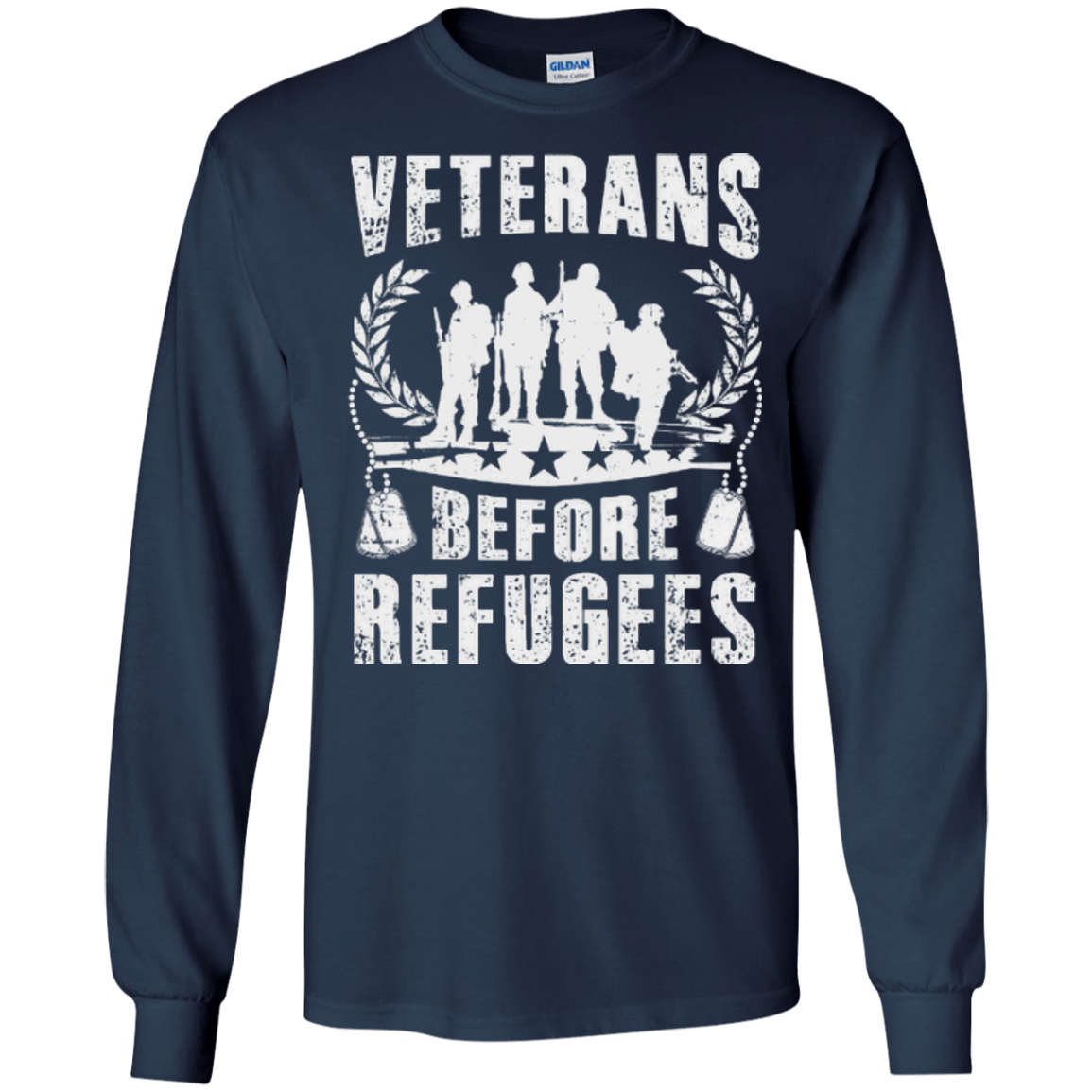 VETERANS BEFORE REFUGEES-T-Shirt & Hoodie-Long Sleeve T-Shirt-Navy