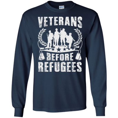 VETERANS BEFORE REFUGEES-T-Shirt & Hoodie-Long Sleeve T-Shirt-Navy