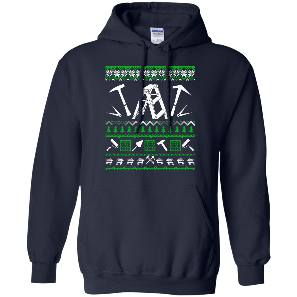 Roofer Christmas Sweater-T-Shirt & Hoodie-Pullover Hoodie-Navy
