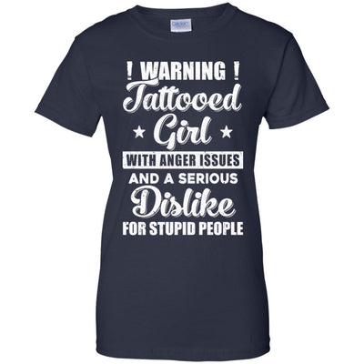Warning Tattooed Girl With Anger Issues-T-Shirt & Tank Top-Women's T-Shirt-Navy