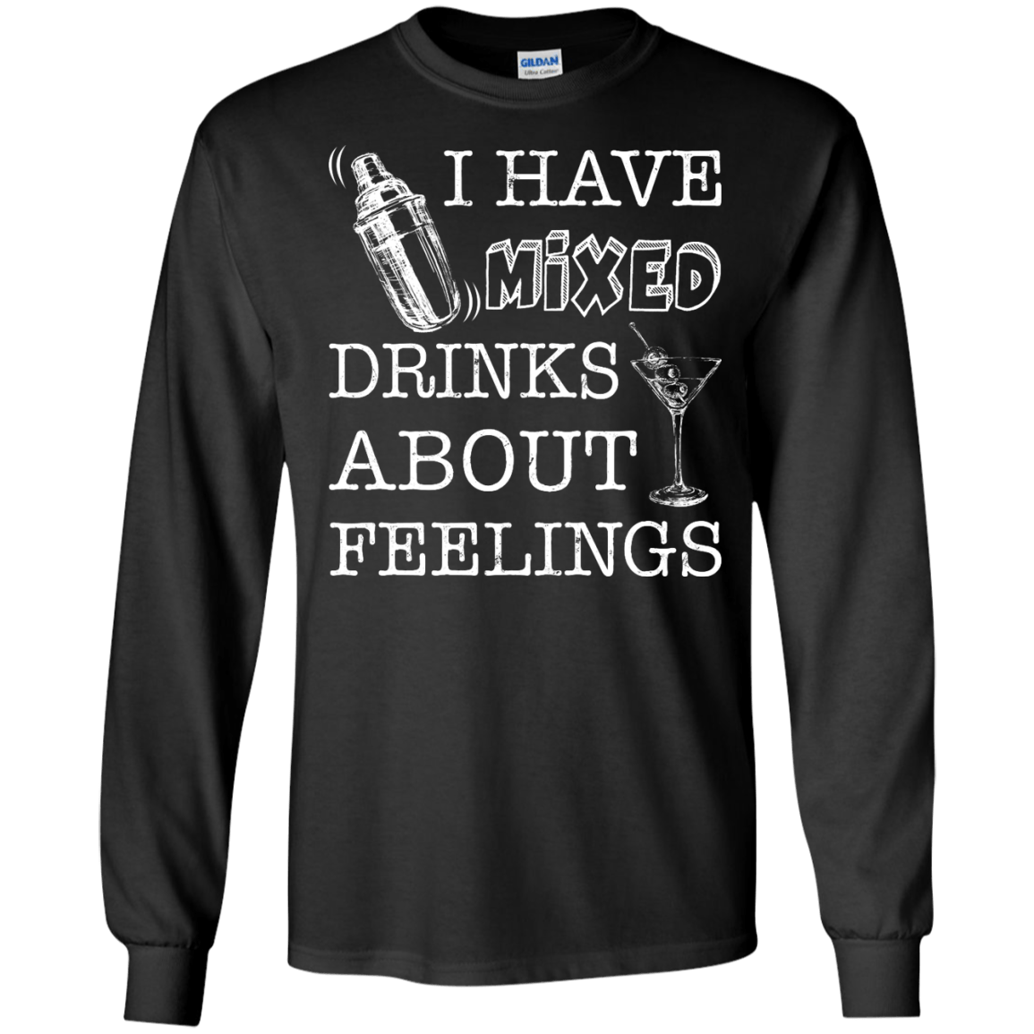 I Have Mixed Drinks About Feelings-T-Shirt & Hoodie-Long Sleeve T-Shirt-Black