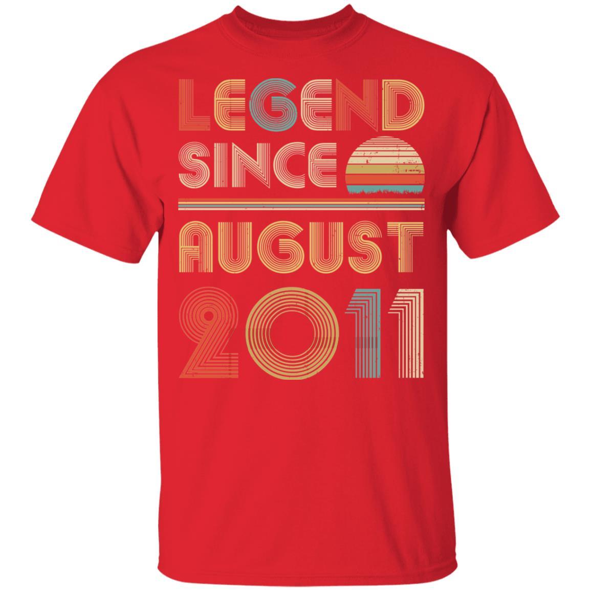 Legend Since August 2011 Vintage 10th Birthday Gifts Youth-Youth Shirt-Youth T-Shirt-Red