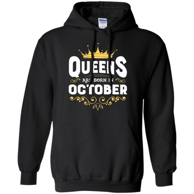 Queens Are Born In October-T-Shirt & Hoodie-Pullover Hoodie-Black