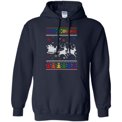 Rainbow Christmas Through The Snow Together-T-Shirt & Hoodie-Pullover Hoodie-Navy