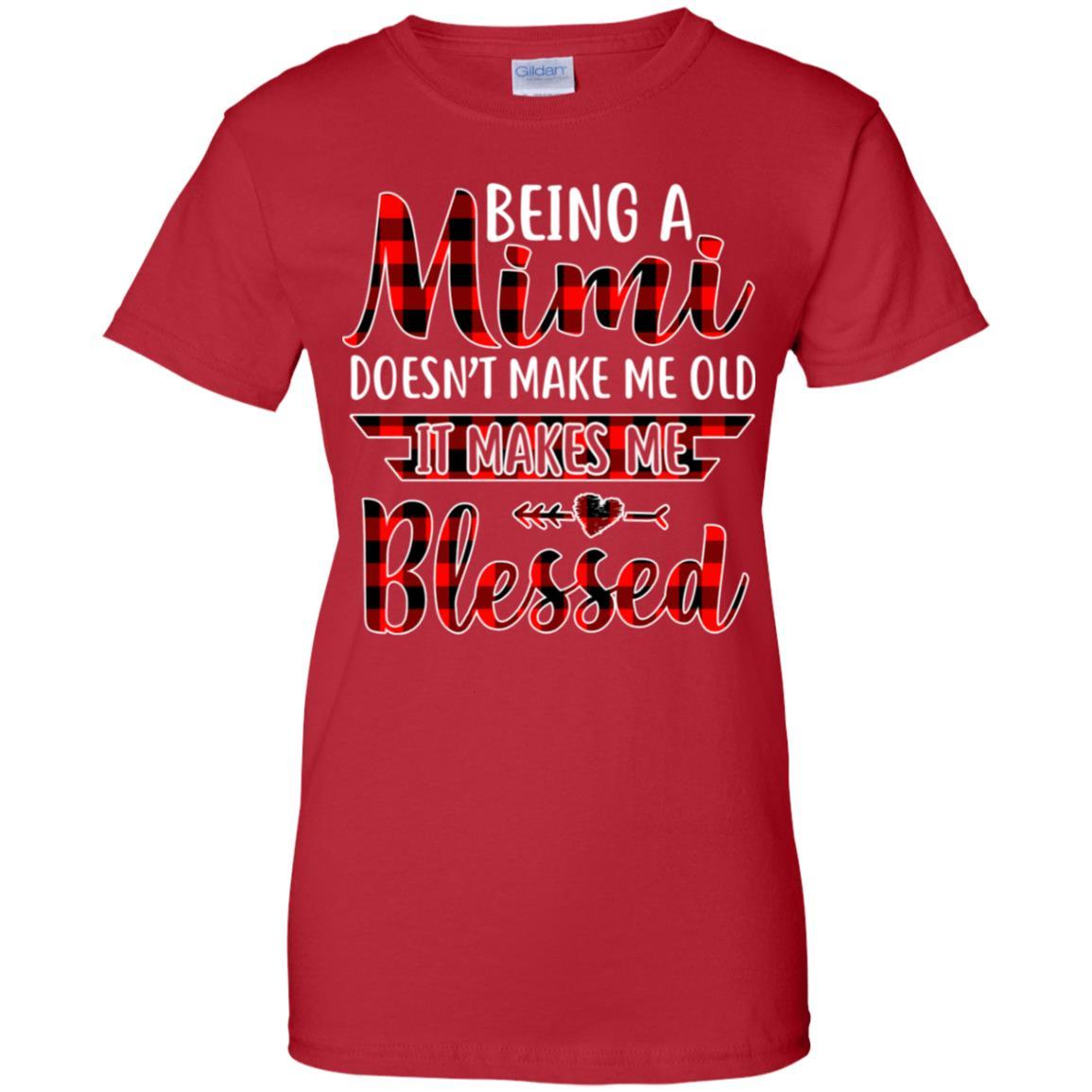 Red Plaid Funny Being A Mimi Doesn't Make Me Old-T-Shirt & Hoodie-Women's T-Shirt-Red